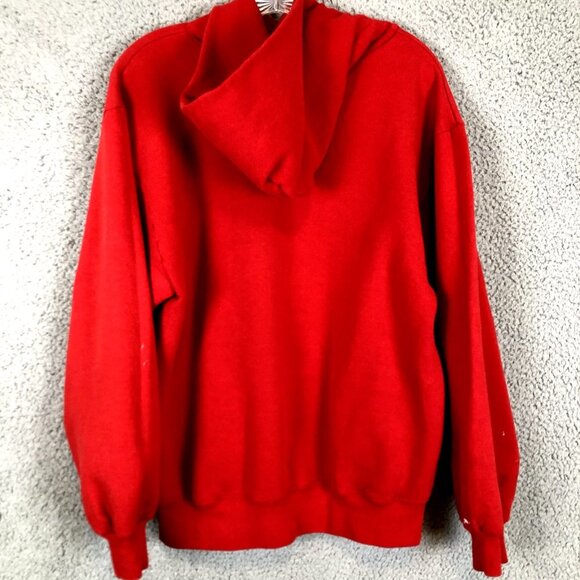 VTG Wisconsin Badgers Sweatshirt Hoodie Red Size L Jerzees Super Sweats USA Made - Picture 2 of 8